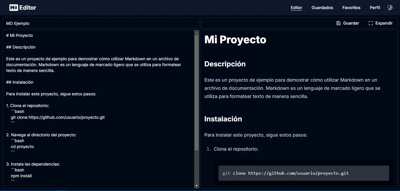 Editor de Markdown